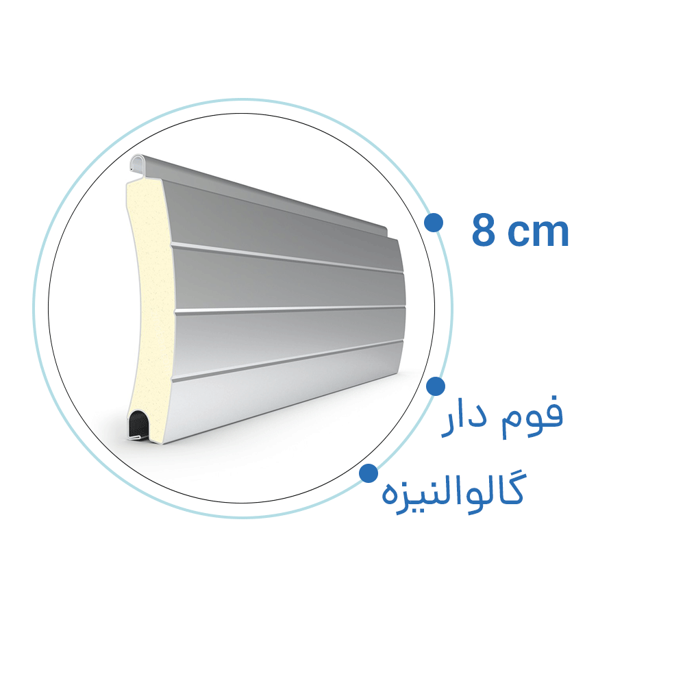 تیغه کرکره گالوانیزه فوم دار ۸ سانت