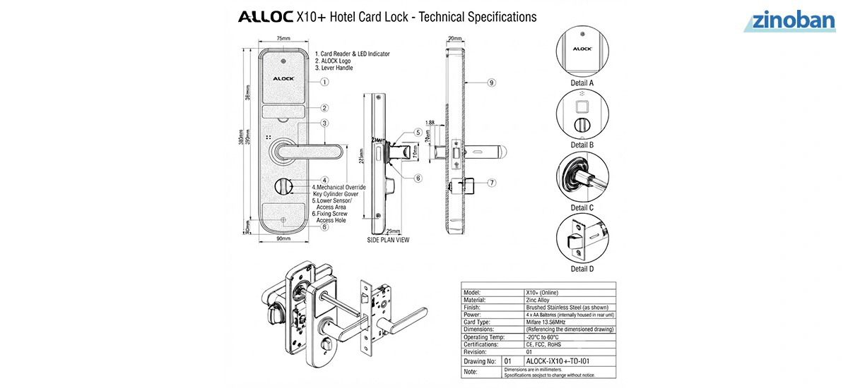 Online Hotel Card Lock ALOCK Model +X10