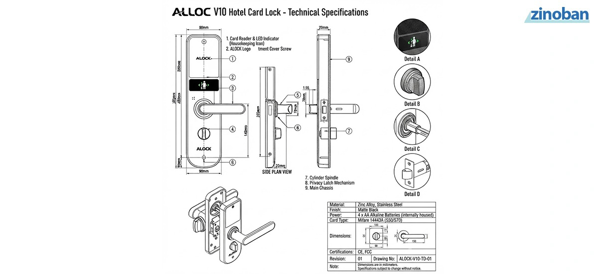ALOCK V10 Hotel Card Door Lock