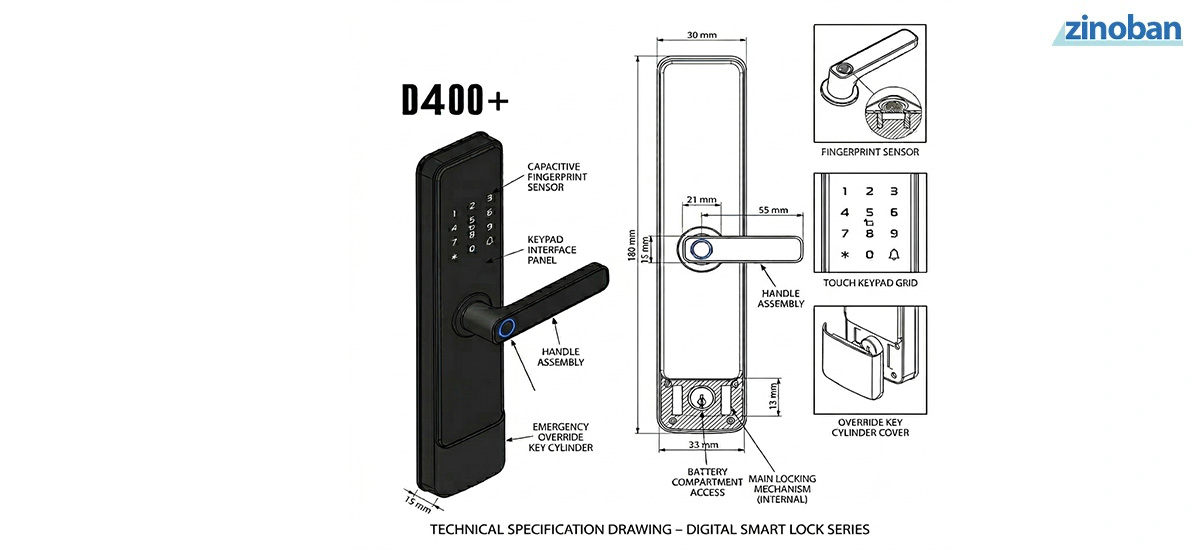 D400+ Smart Fingerprint Digital Door Lock