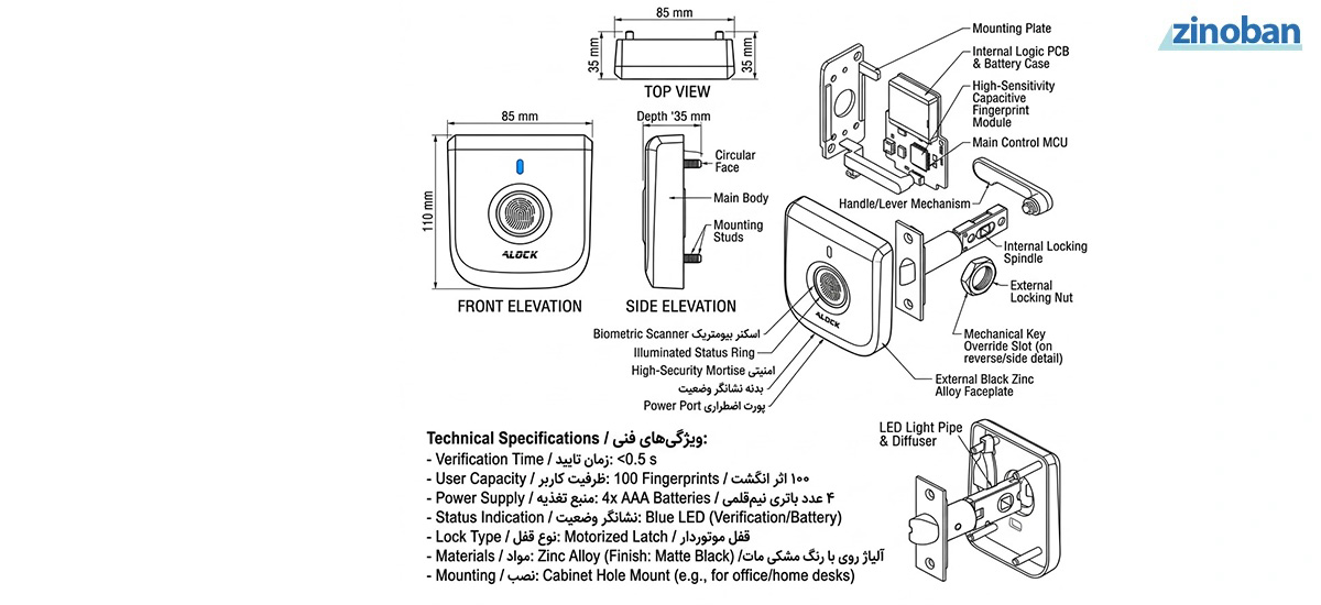 ALOCK CF2 Fingerprint Cabinet Lock