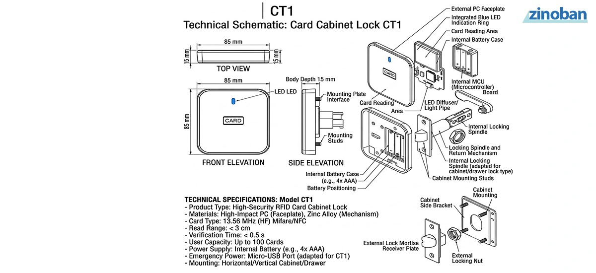 ALOCK CT1 RFID Card Cabinet Lock