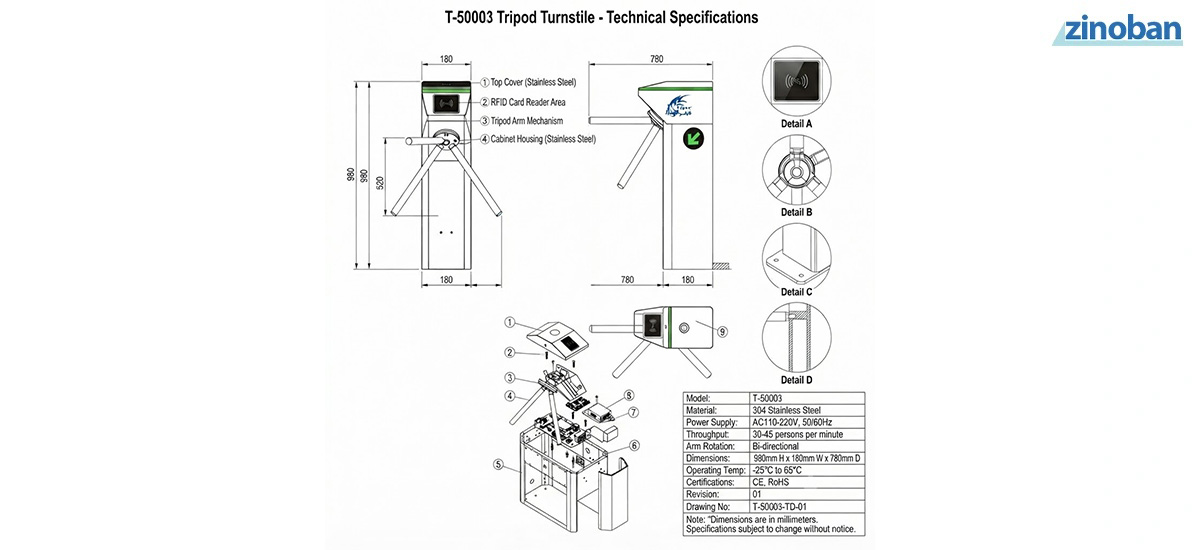 Tripod Turnstile Gate T-50003
