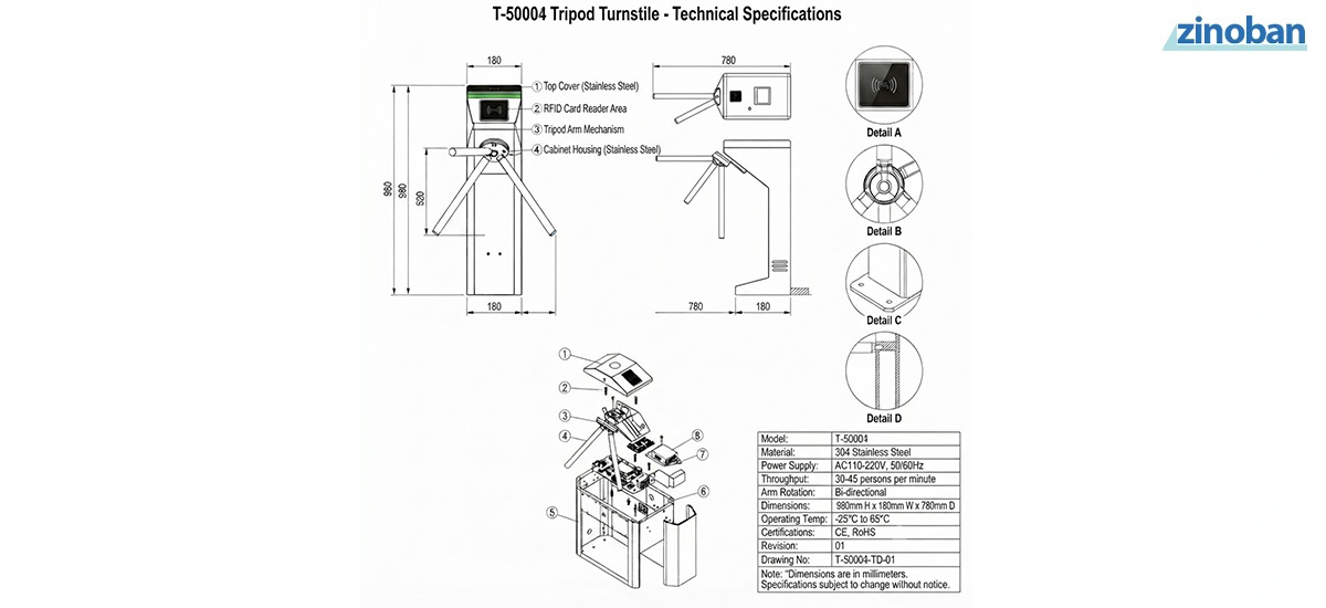 Tripod Turnstile Gate T-50004